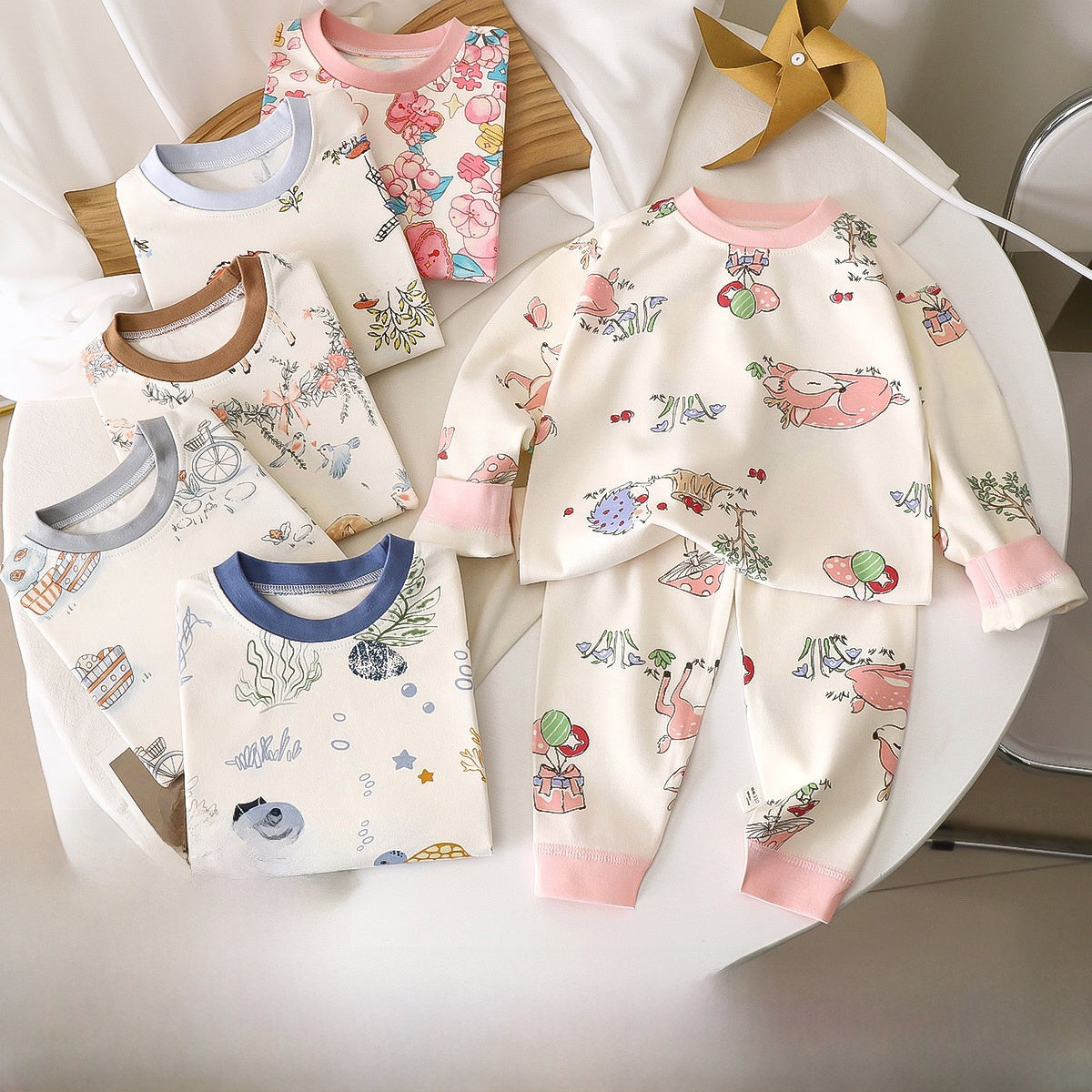 Cartoon Toddler Children's Underwear Set In Cotton With Warm Features For Sleeping, 1 Set