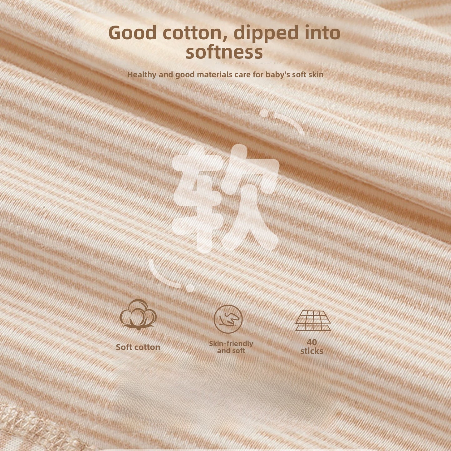 Stripe Cotton Children's Underwear Set In Natural Pink, Warm And Comfortable, 2 Pieces For Babies 0-2 Years