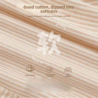 Stripe Cotton Children's Underwear Set In Natural Pink, Warm And Comfortable, 2 Pieces For Babies 0-2 Years