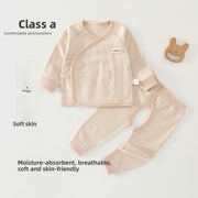 Spring and Autumn Two-Piece Set - Soft Pink Stripes