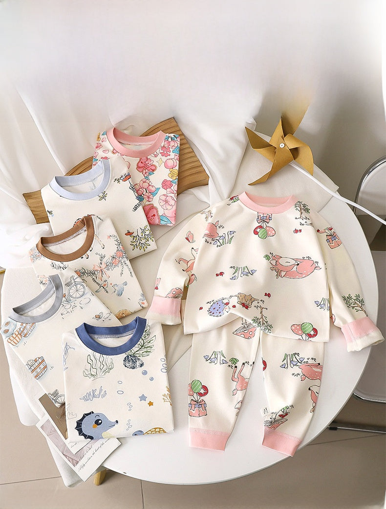Cartoon Toddler Children's Underwear Set In Cotton With Warm Features For Sleeping, 1 Set