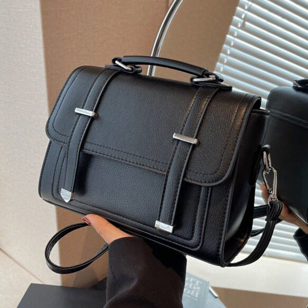 Women’s Square PU Leather Bag With Sewing Thread Detail, Single Shoulder Strap, Perfect For Spring And Summer