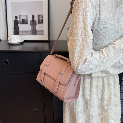 Women’s Square PU Leather Bag With Sewing Thread Detail, Single Shoulder Strap, Perfect For Spring And Summer