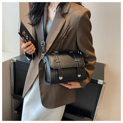 Women’s Square PU Leather Bag With Sewing Thread Detail, Single Shoulder Strap, Perfect For Spring And Summer