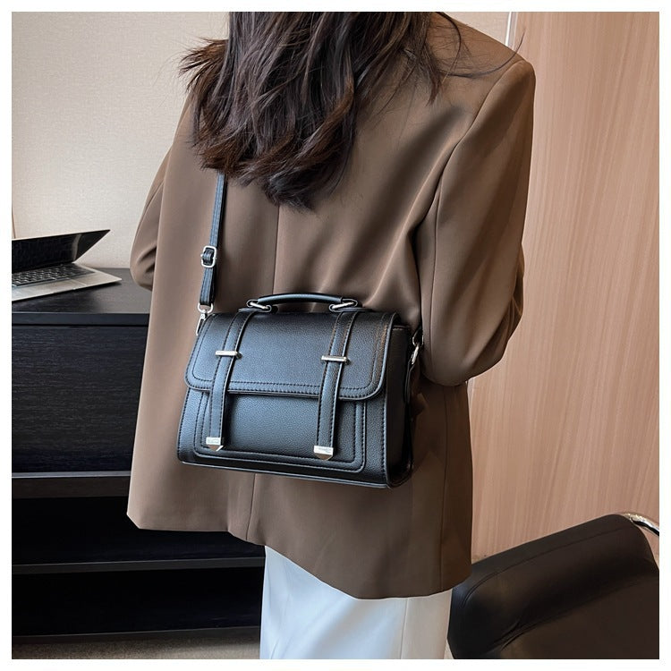 Women’s Square PU Leather Bag With Sewing Thread Detail, Single Shoulder Strap, Perfect For Spring And Summer