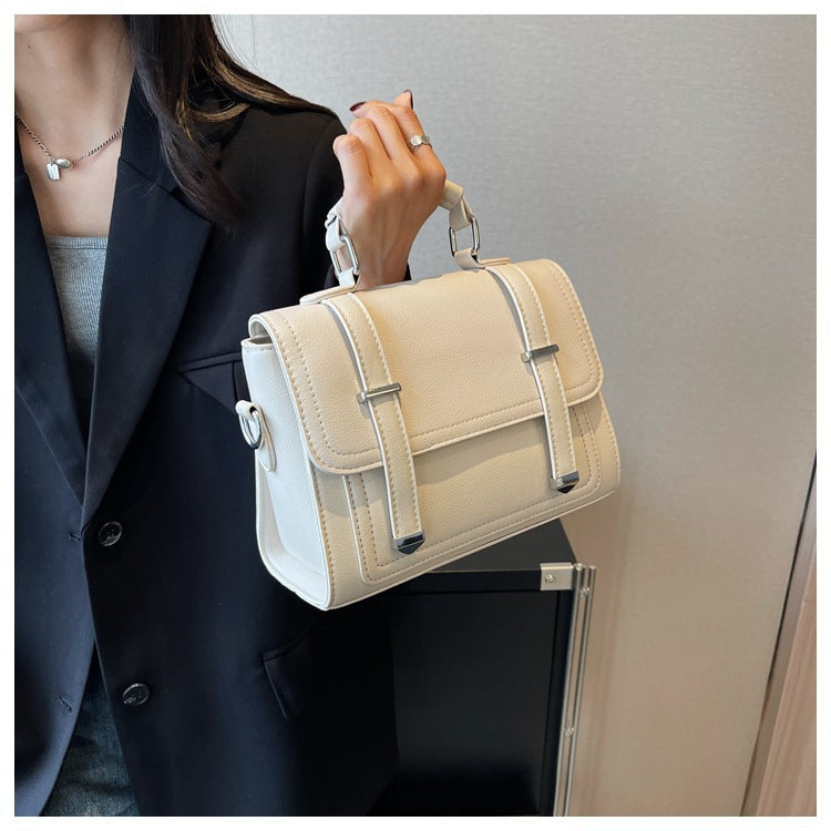 Women’s Square PU Leather Bag With Sewing Thread Detail, Single Shoulder Strap, Perfect For Spring And Summer