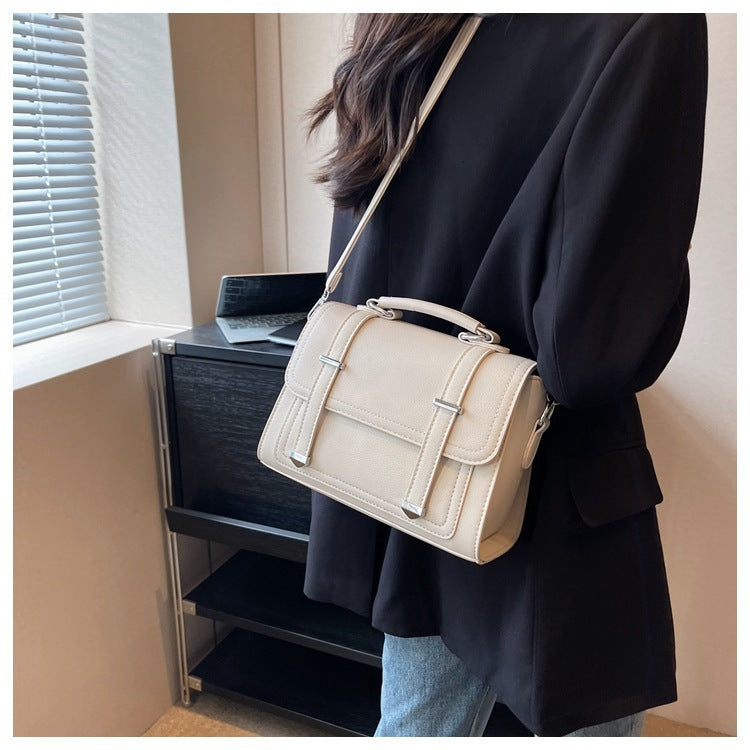 Women’s Square PU Leather Bag With Sewing Thread Detail, Single Shoulder Strap, Perfect For Spring And Summer