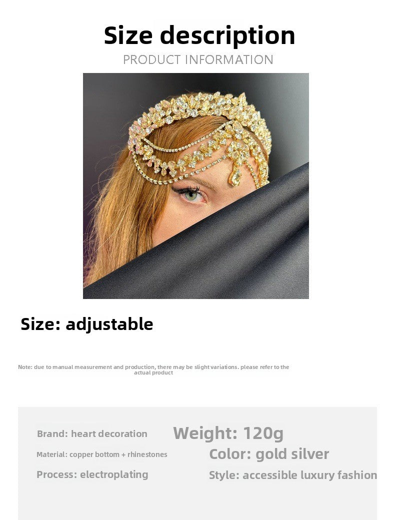 Exaggerated Water Droplets Jewelry Headband For Women With Rhinestones In Gold