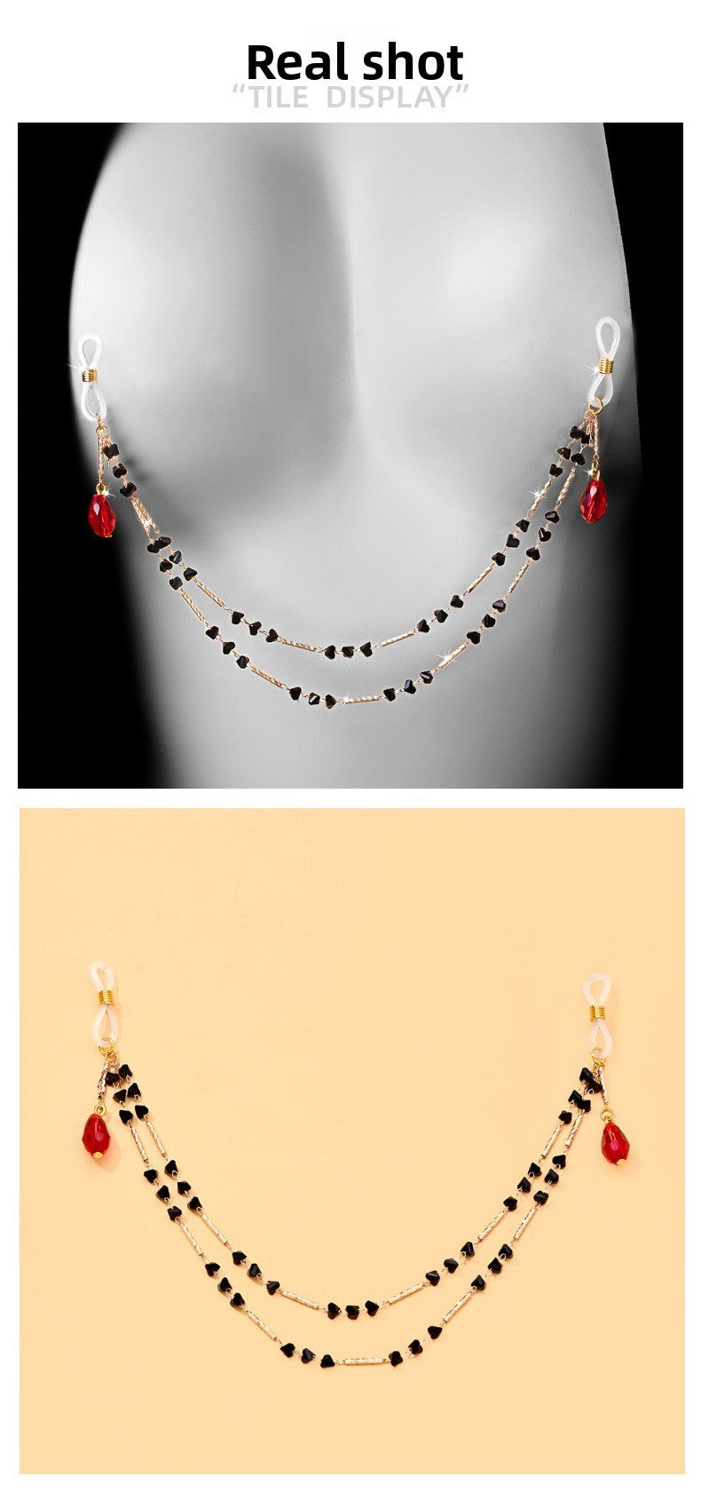 Red Alloy Body Chain For Women Featuring Crystal Pattern, Perfect Chest Jewelry For Nightclub