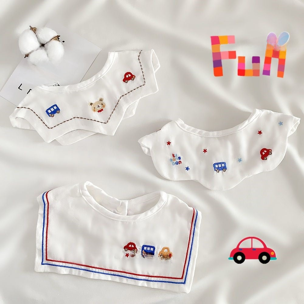 Rotatable Printed Cotton Baby Bib For Baby Boys In Blue, Perfect For Spring Season