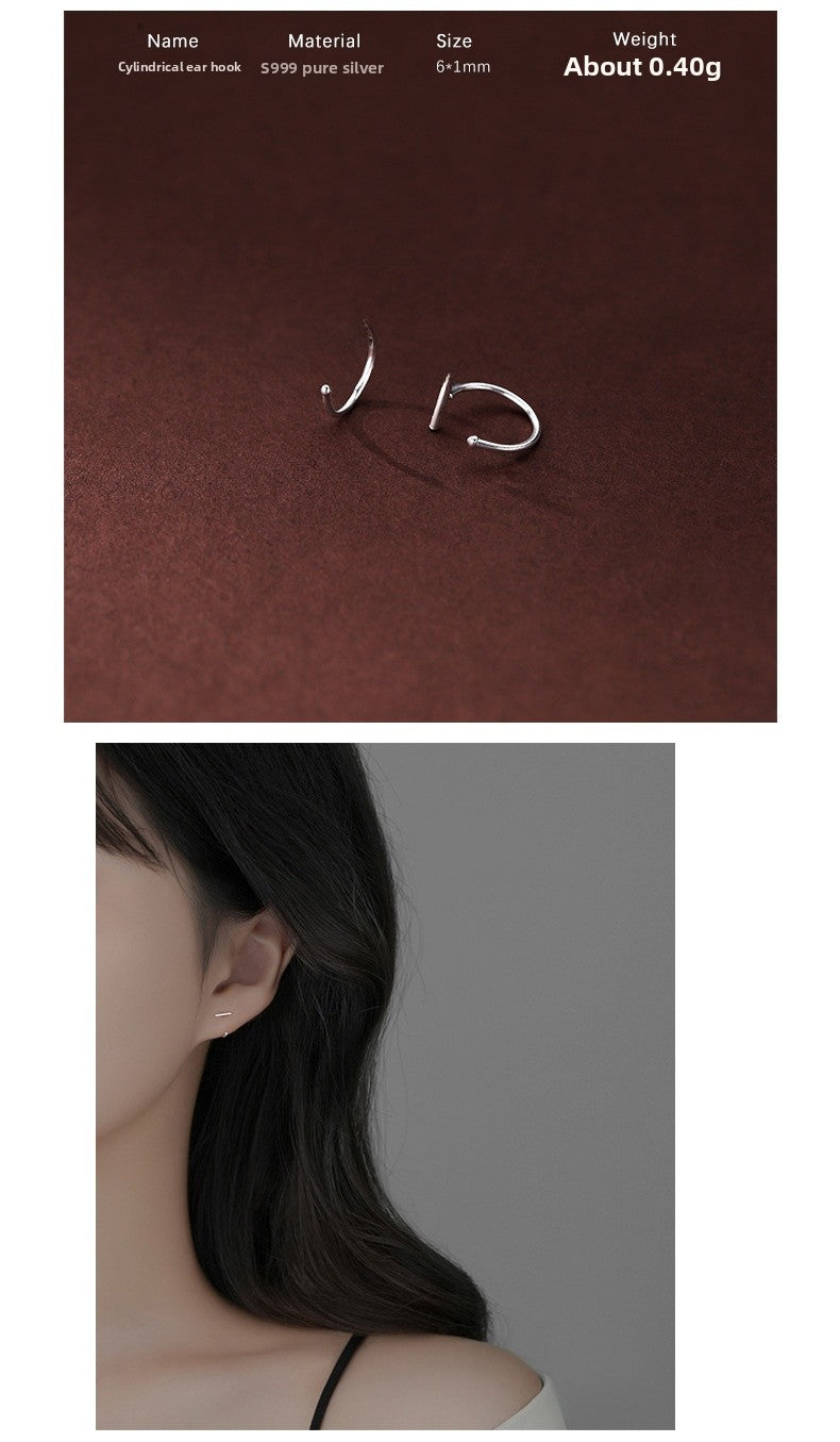 Silver Flowers Ear Hook For Women Made Of S999 Silver Featuring Electroplated Craftsmanship In Simple Style