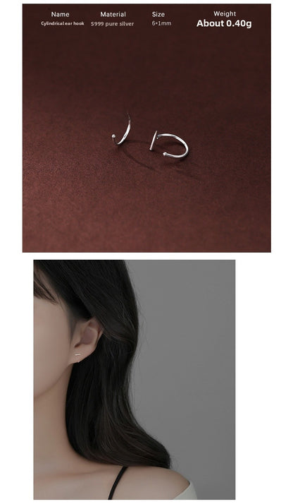 Silver Flowers Ear Hook For Women Made Of S999 Silver Featuring Electroplated Craftsmanship In Simple Style