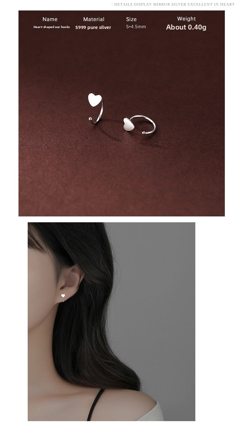 Silver Flowers Ear Hook For Women Made Of S999 Silver Featuring Electroplated Craftsmanship In Simple Style