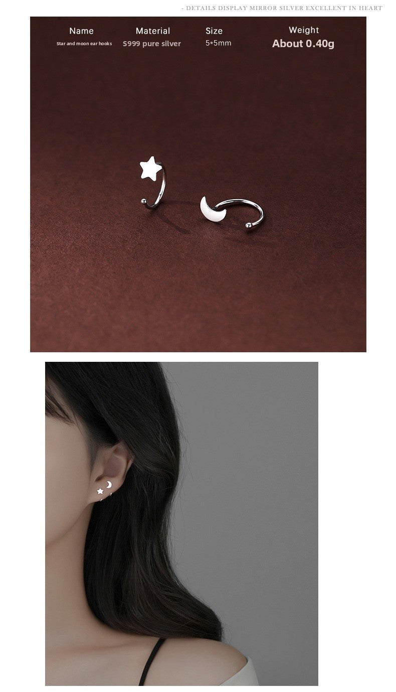 Silver Flowers Ear Hook For Women Made Of S999 Silver Featuring Electroplated Craftsmanship In Simple Style