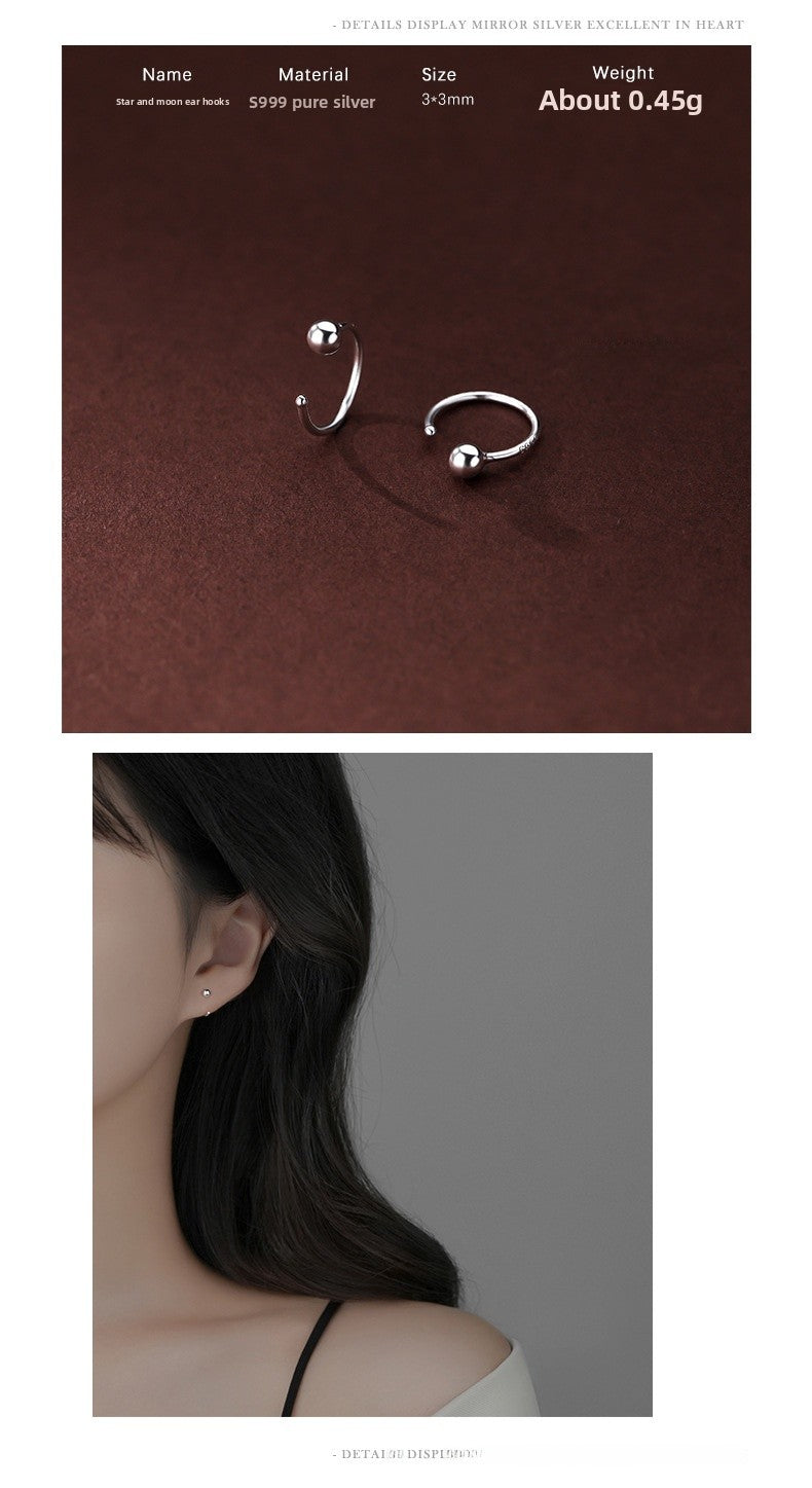 Silver Flowers Ear Hook For Women Made Of S999 Silver Featuring Electroplated Craftsmanship In Simple Style