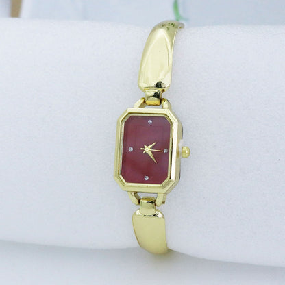 Women’s Square Dial Quartz Watch With Alloy Strap, Single Folding Buckle, Ordinary Glass Mirror, And Pointer Display