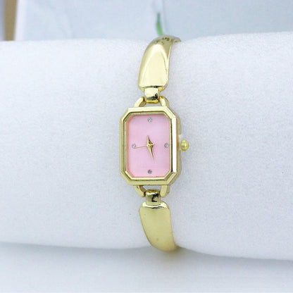 Women’s Square Dial Quartz Watch With Alloy Strap, Single Folding Buckle, Ordinary Glass Mirror, And Pointer Display