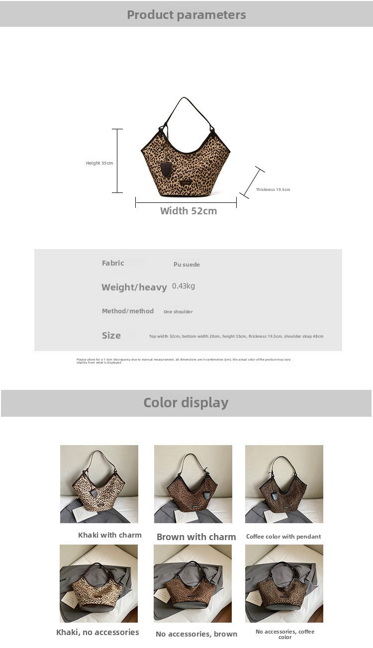 Leopard Print Genuine Leather Square Tote Bag For Women Featuring Ornament Design, Perfect For Autumn And Winter