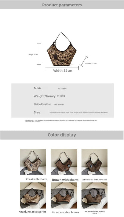 Leopard Print Genuine Leather Square Tote Bag For Women Featuring Ornament Design, Perfect For Autumn And Winter