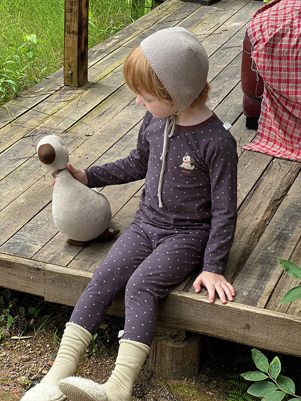 Stripe Pant Co-ord Set In Lycra For Autumn Featuring Round Neck And Long Sleeve, Children's Home Clothes