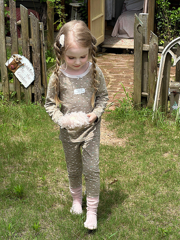 Stripe Pant Co-ord Set In Lycra For Autumn Featuring Round Neck And Long Sleeve, Children's Home Clothes