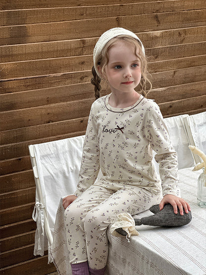 Stripe Pant Co-ord Set In Lycra For Autumn Featuring Round Neck And Long Sleeve, Children's Home Clothes