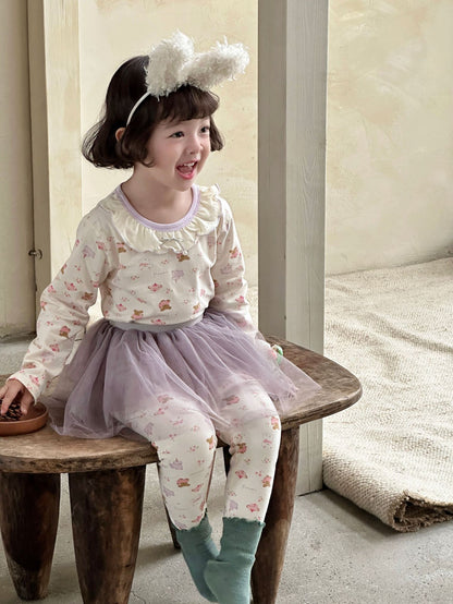 Stripe Pant Co-ord Set In Lycra For Autumn Featuring Round Neck And Long Sleeve, Children's Home Clothes