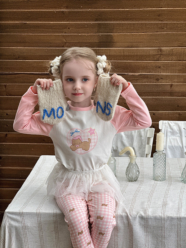 Stripe Pant Co-ord Set In Lycra For Autumn Featuring Round Neck And Long Sleeve, Children's Home Clothes