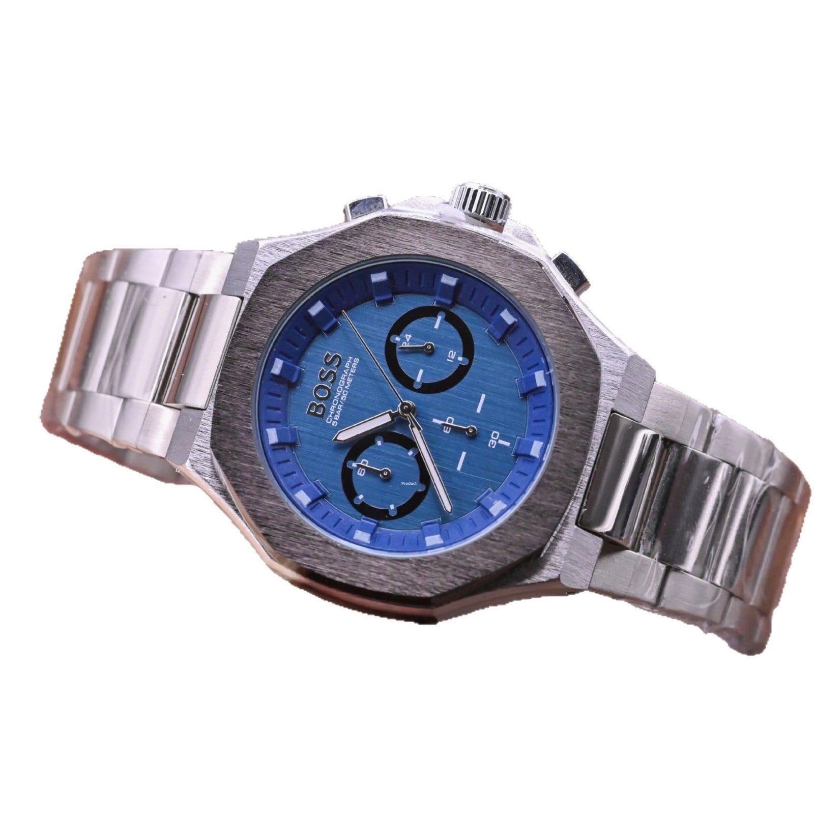 Men's Quartz Watch With Round Dial, Steel Belt Strap, Tempered Glass Mirror, And Single Folding Buckle