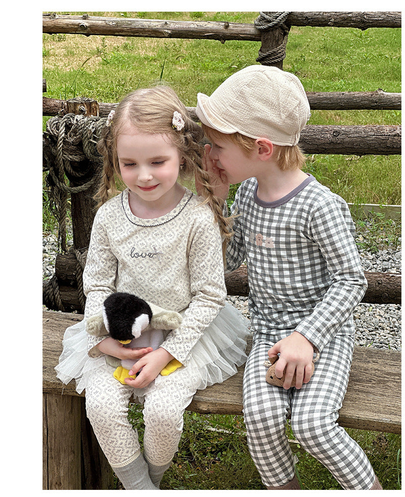 Stripe Pant Co-ord Set In Lycra For Autumn Featuring Round Neck And Long Sleeve, Children's Home Clothes