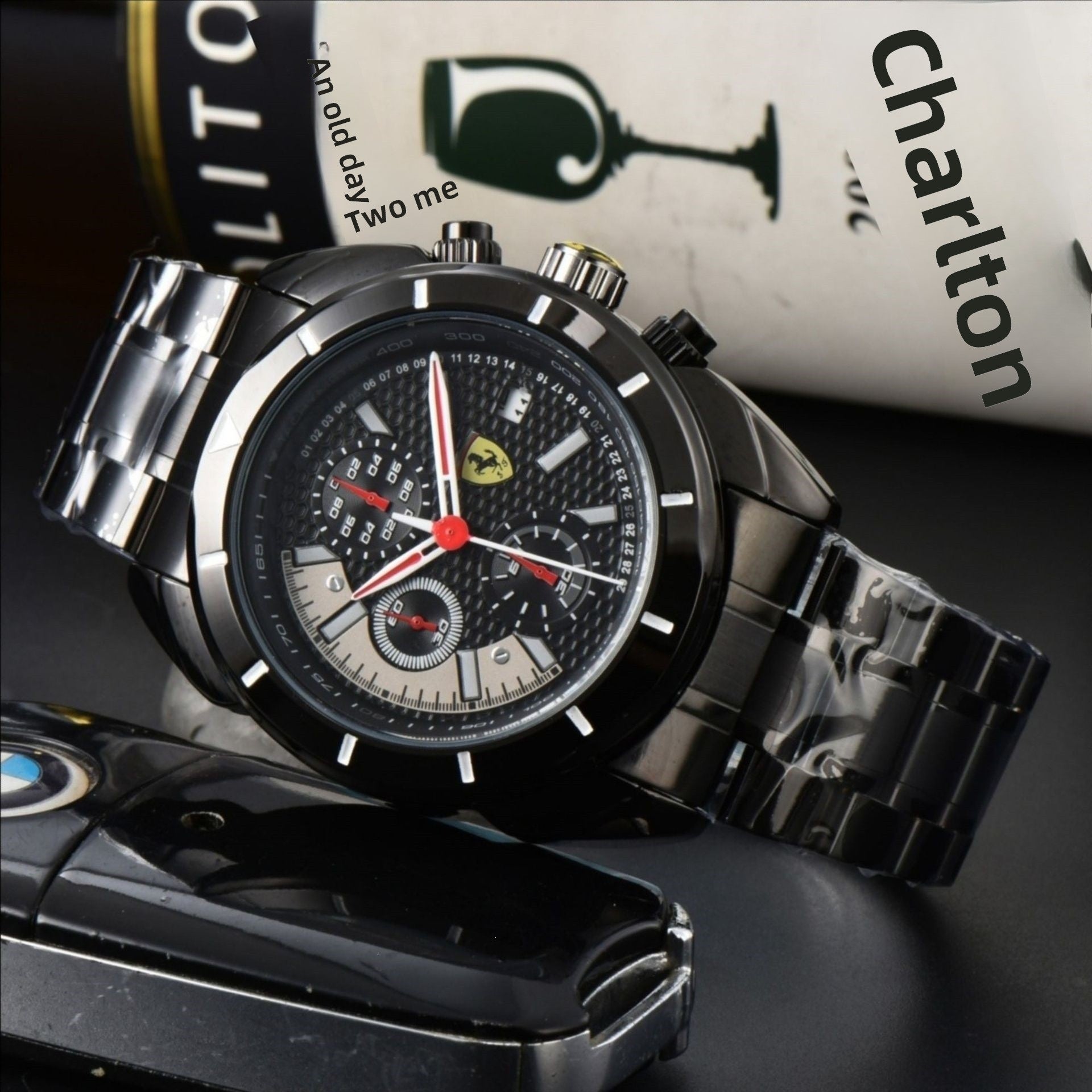 Men's Quartz Watch With Round Dial, Steel Belt Strap, Pin Buckle, And Ordinary Glass Mirror Material