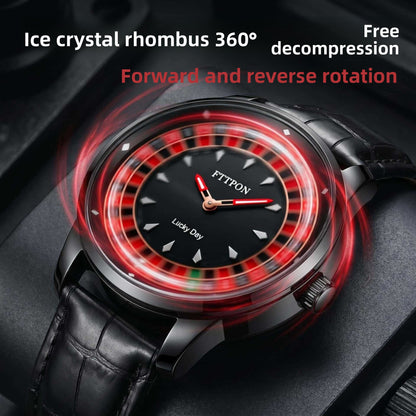 Men's Quartz Watch With Genuine Leather Strap And Pin Buckle Featuring Round Dial And Tempered Glass Mirror