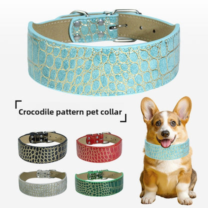 Crocodile PU Leather Pet Collar Suitable For All Seasons