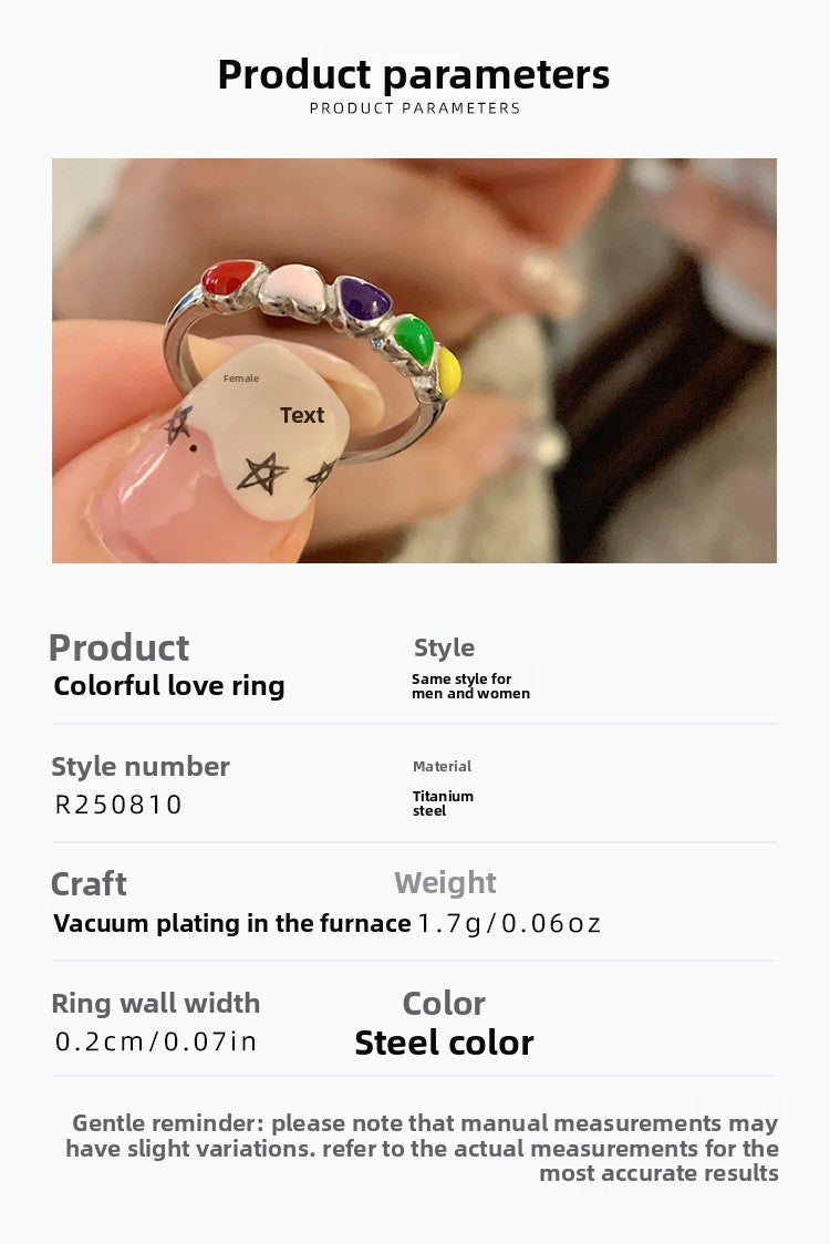 Heart Shape Titanium Steel Ring With Epoxy In For Women, Available In Colour