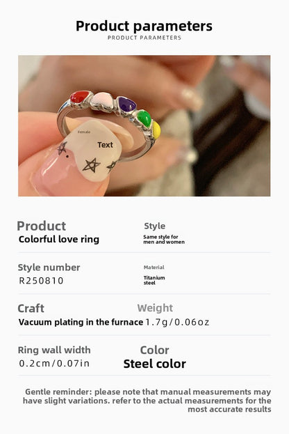 Heart Shape Titanium Steel Ring With Epoxy In For Women, Available In Colour