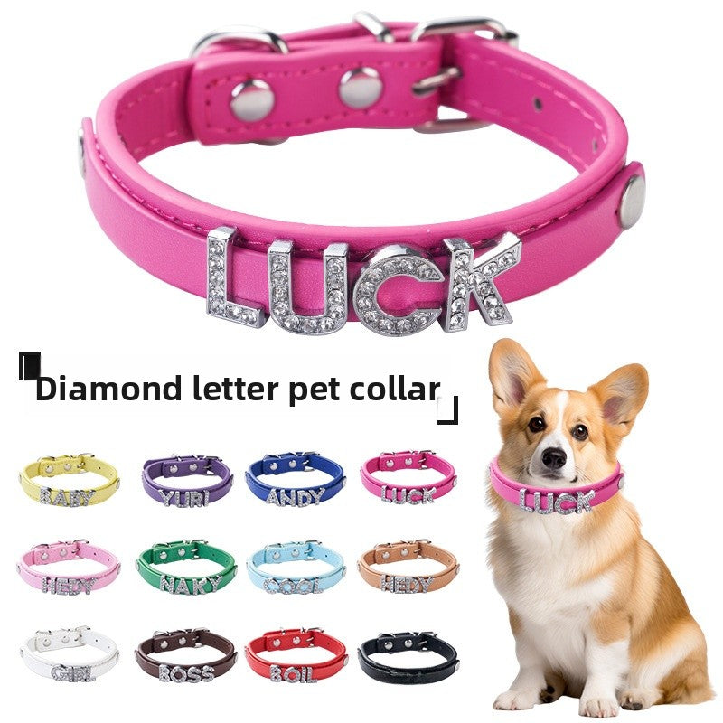 Halloween PU Leather Pet Collar For All Seasons Featuring Durable Letter Pattern Design