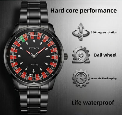Men's Quartz Watch With Genuine Leather Strap And Pin Buckle Featuring Round Dial And Tempered Glass Mirror