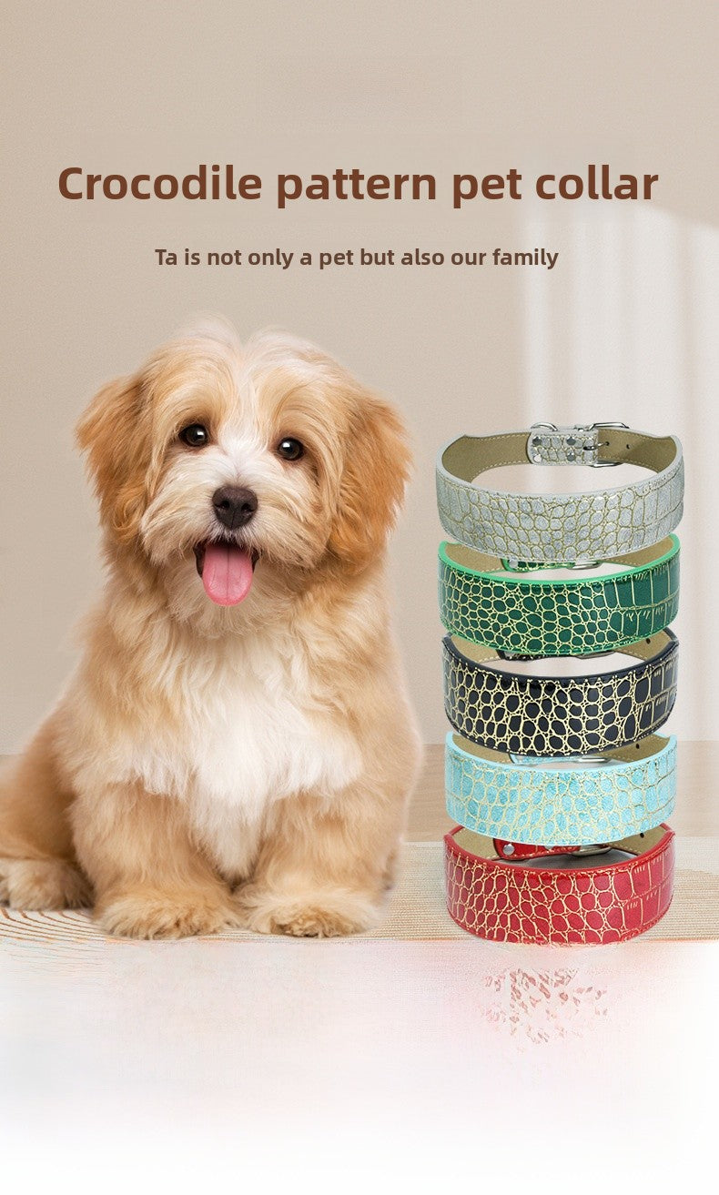 Crocodile PU Leather Pet Collar Suitable For All Seasons