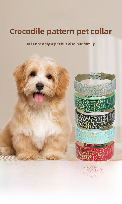 Crocodile PU Leather Pet Collar Suitable For All Seasons
