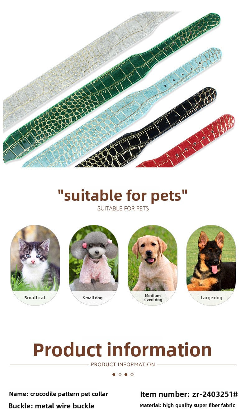 Crocodile PU Leather Pet Collar Suitable For All Seasons
