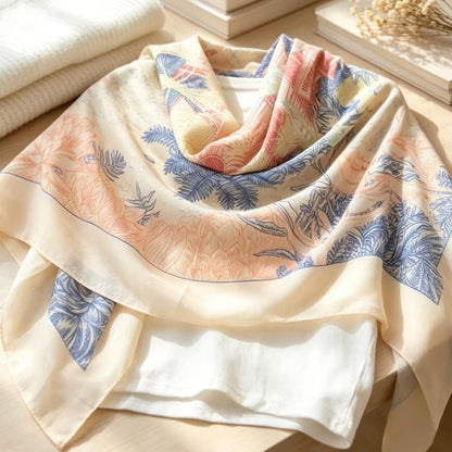 Women's Blue & Grey Lattice Polyester Shawl, Perfect For Spring Accessories