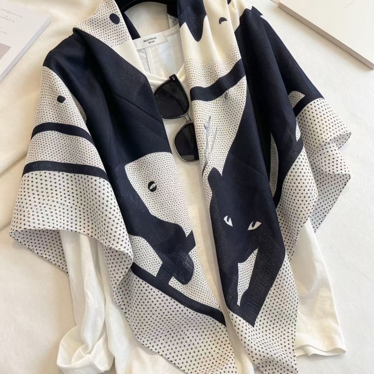 Women's Blue & Grey Lattice Polyester Shawl, Perfect For Spring Accessories