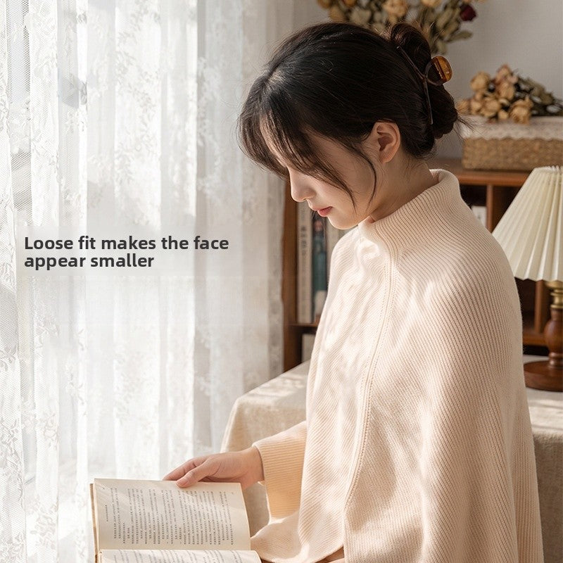Solid Color Wool Shawl For Women In Beige, Perfect For Autumn And Winter