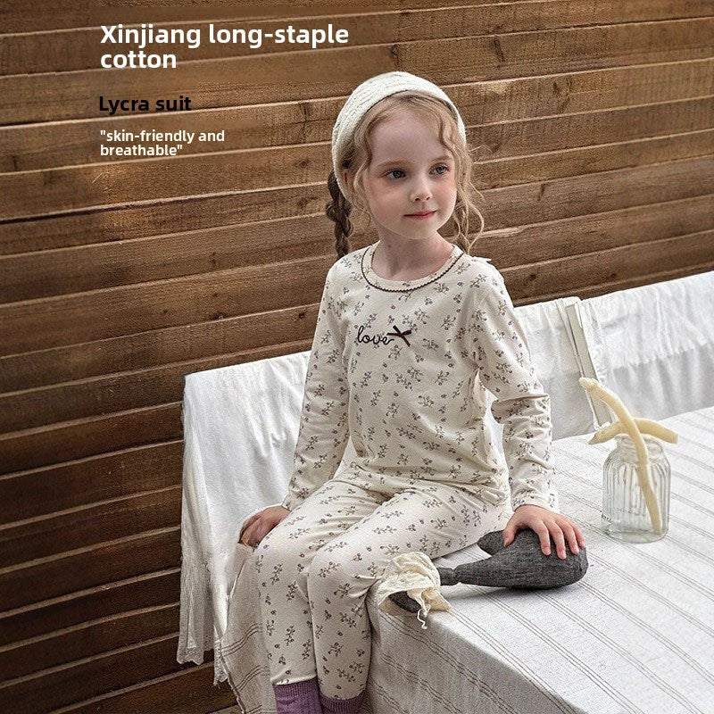 Stripe Pant Co-ord Set In Lycra For Autumn Featuring Round Neck And Long Sleeve, Children's Home Clothes