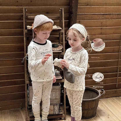 Stripe Pant Co-ord Set In Lycra For Autumn Featuring Round Neck And Long Sleeve, Children's Home Clothes