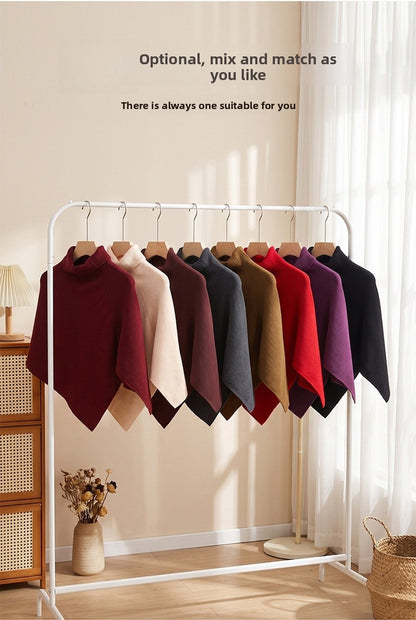 Solid Color Wool Shawl For Women In Beige, Perfect For Autumn And Winter