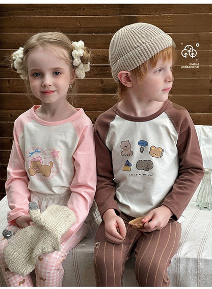 Stripe Pant Co-ord Set In Lycra For Autumn Featuring Round Neck And Long Sleeve, Children's Home Clothes