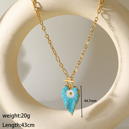 Heart Shape Pendant Necklace For Women, Electroplated 304 Stainless Steel With 18K Real Gold PVD Coated, Featuring Cable Chain