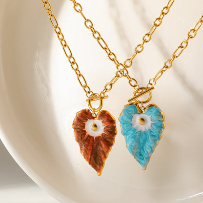 Heart Shape Pendant Necklace For Women, Electroplated 304 Stainless Steel With 18K Real Gold PVD Coated, Featuring Cable Chain
