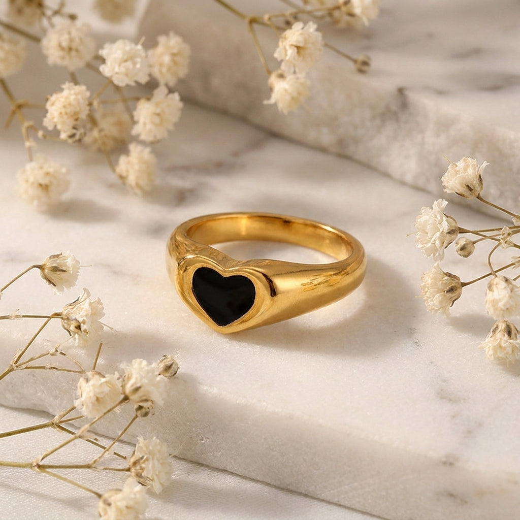 Geometric Electroplated Rings For Women In 304 Stainless Steel With 18K Real Gold PVD Coated And Shell Inlay